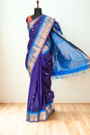 Blue Checks Silk Gadwal Saree Online