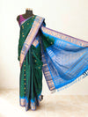 Green Gadwal Saree with Temple Border