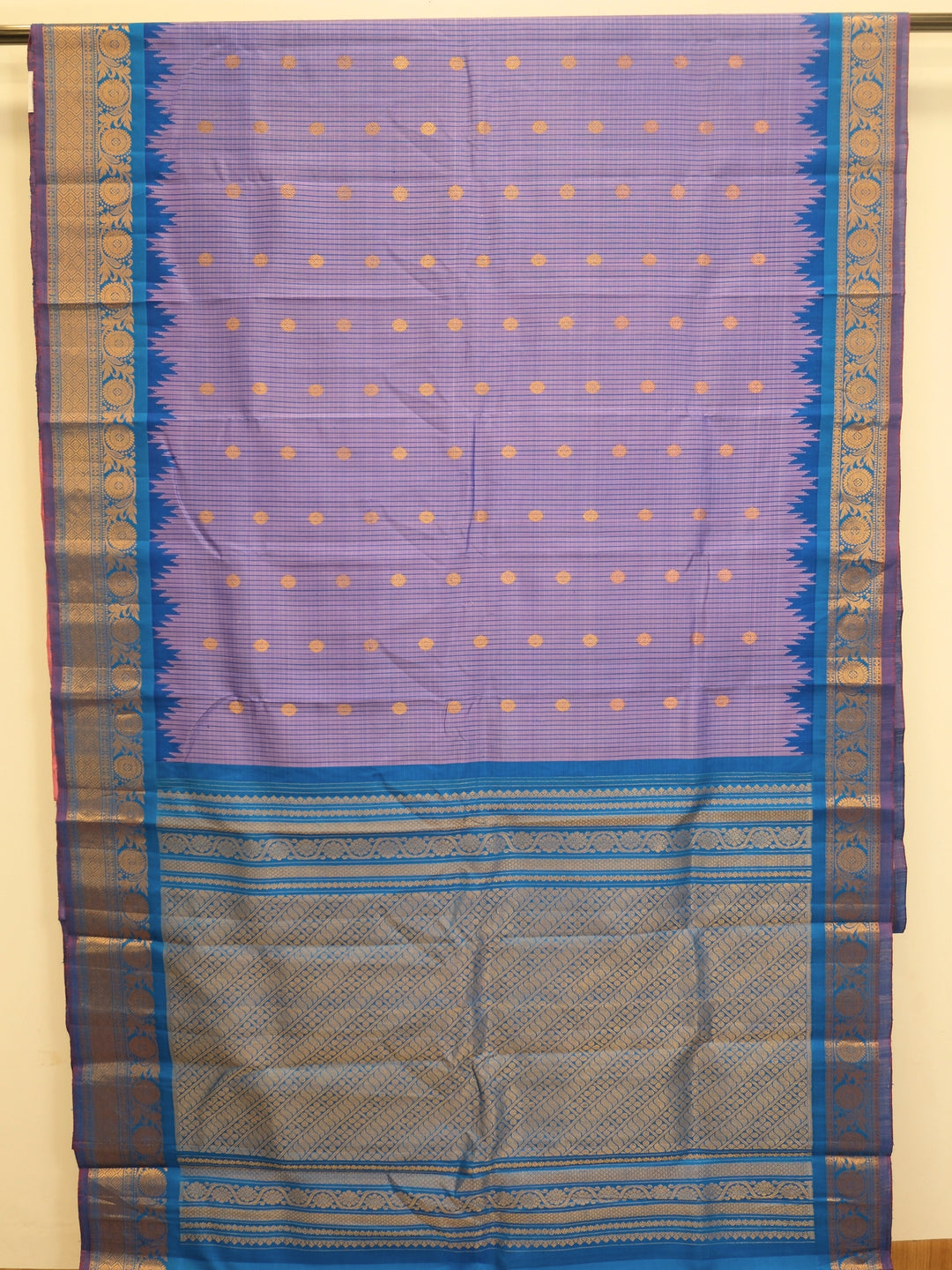 Purple Gadwal Silk Saree with Temple Border