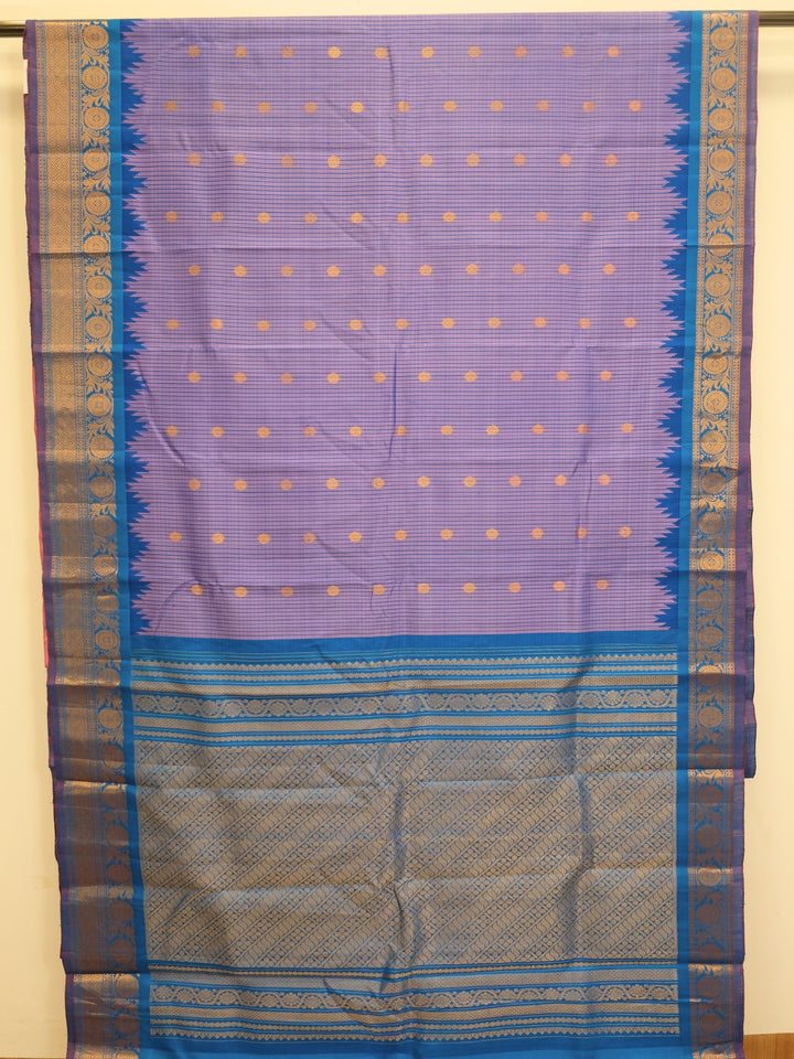 Purple Gadwal Silk Saree with Temple Border