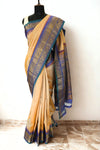 Cream Gadwal Silk Saree with Gold Zari