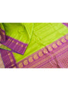 Parrot Green Silk Gadwal Saree