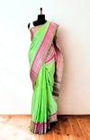 Parrot Green Silk Gadwal Saree