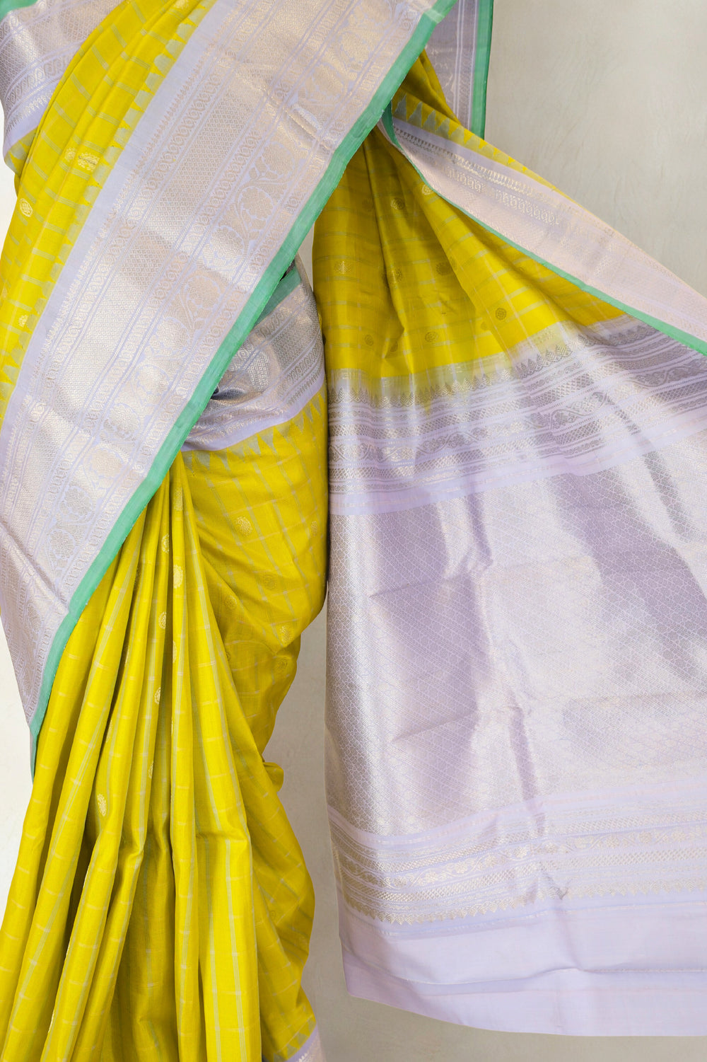 Olive Green Gadwal Silk Saree