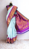 Powder Blue Silk Gadwal Saree