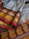 Grey gadwal silk saree with rich border