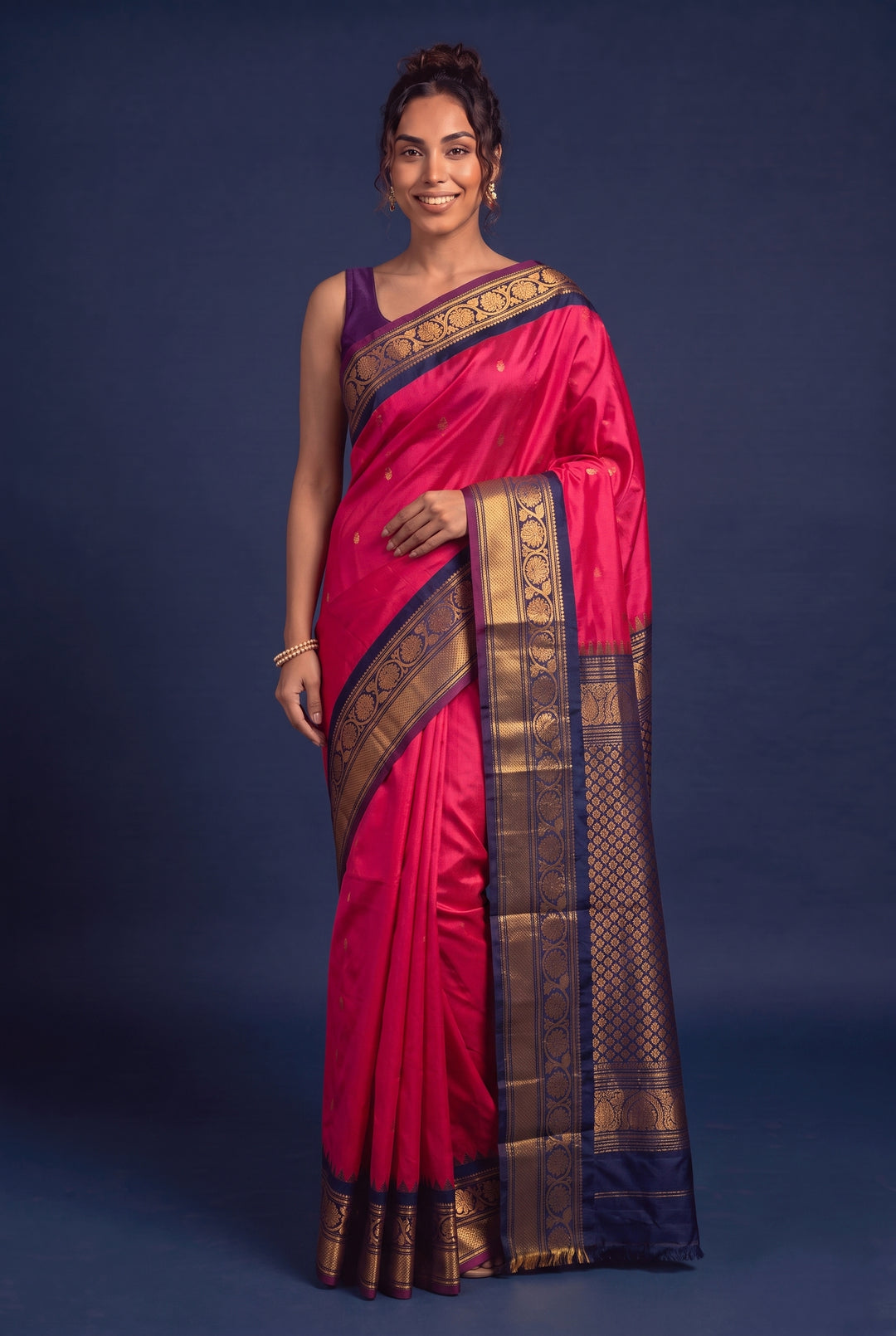 Fuchsia Pink Silk Gadwal