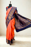Peach Pink Silk Gadwal Saree