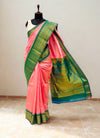 Baby pink temple border gadwal silk saree