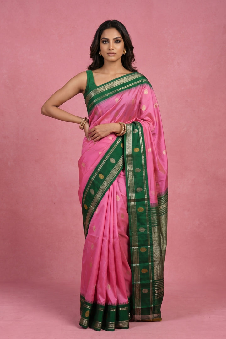 Pink Gadwal Silk Saree