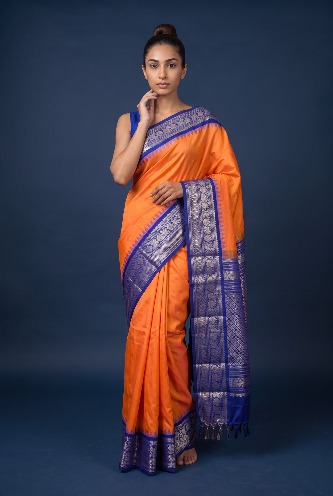 Peach Gadwal Silk Saree Online