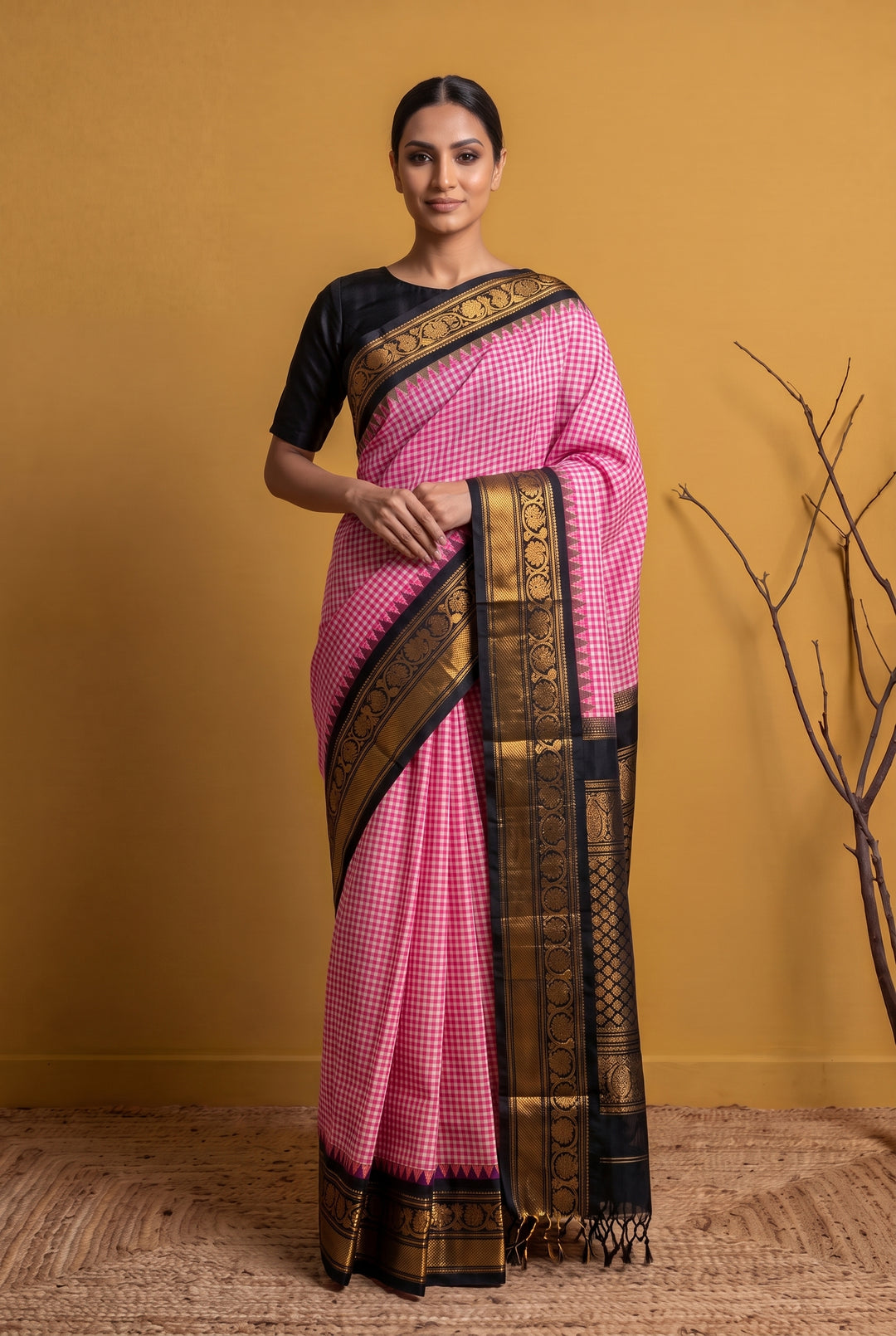 Pink & White Checks Gadwal