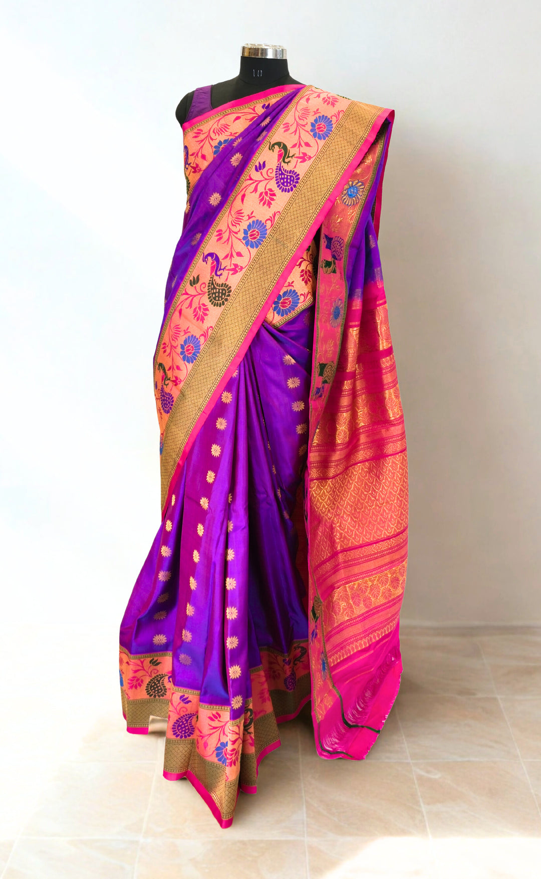 Purple gadwal silk saree with rich border