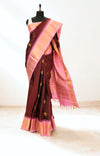 Maroon Gadwal Silk Saree with Gold Zari
