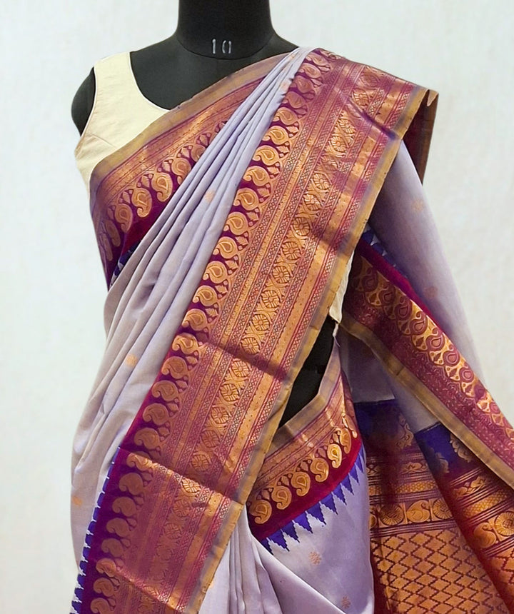 Lilac Silk Gadwal Saree