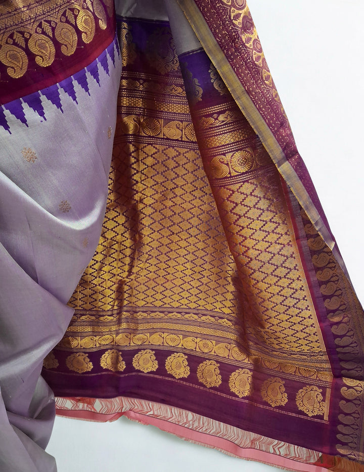 Lilac Silk Gadwal Saree
