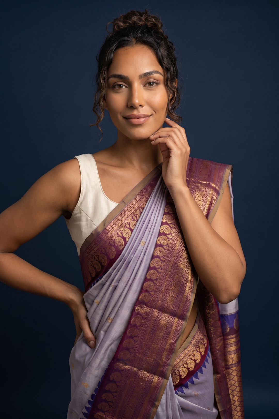 Lilac Silk Gadwal Saree