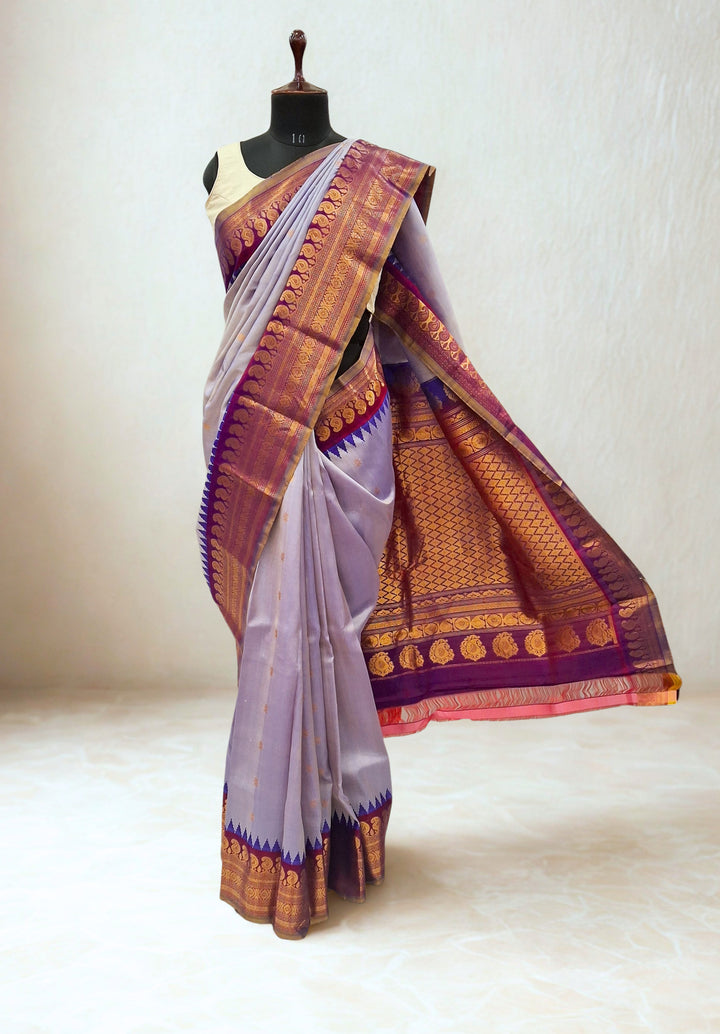 Lilac Silk Gadwal Saree