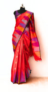 Red Silk Gadwal with Temple Border