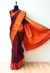 Maroon Gadwal Silk Saree with Temple Border