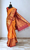 Mustard Gadwal Silk Saree with Gold Zari Border