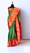 Yellow and Green Checked Gadwal Silk Saree Online