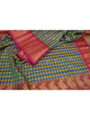 Yellow and Sea Green Gadwal Saree Online