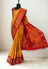 Golden Yellow Gadwal Saree with Gold Zari Border