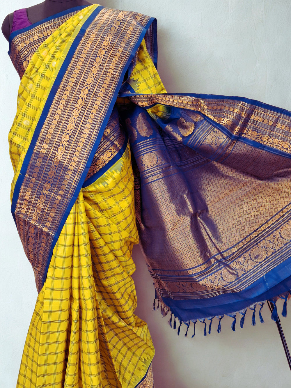 Canary Yellow Gadwal with Zari Border