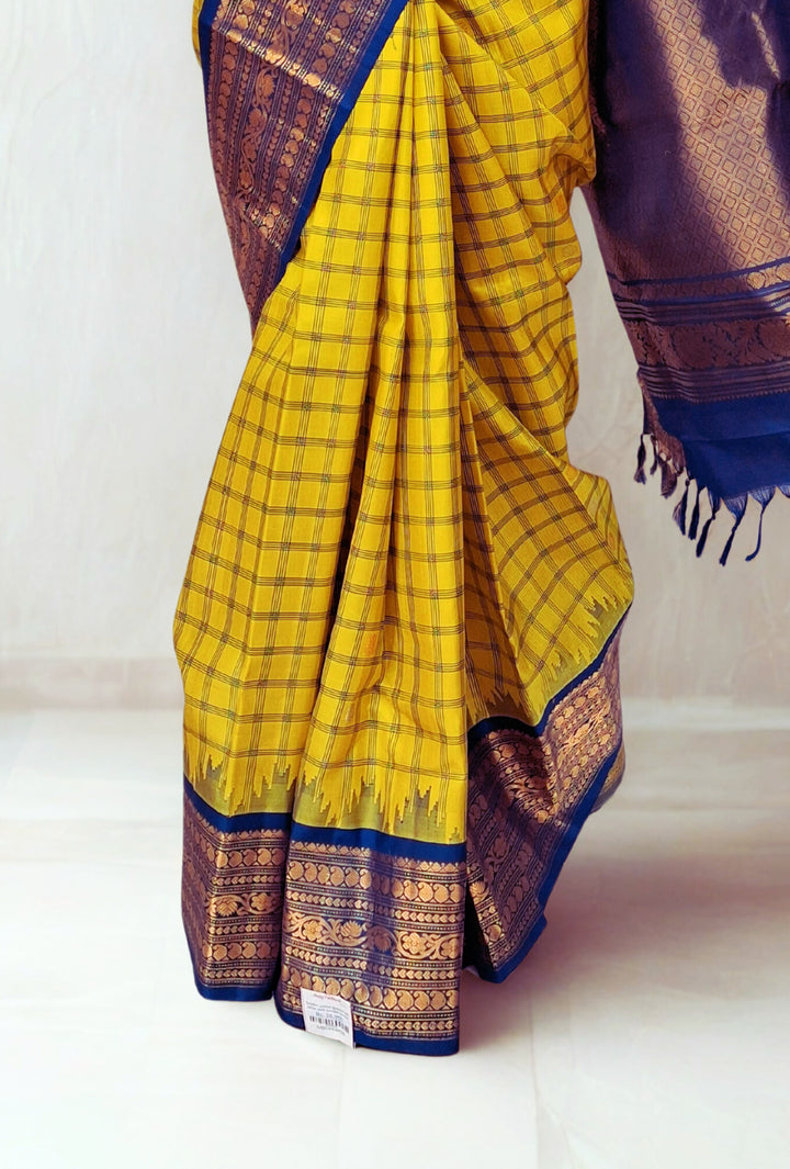 Canary Yellow Gadwal with Zari Border