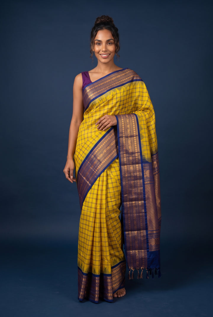 Canary Yellow Gadwal with Zari Border