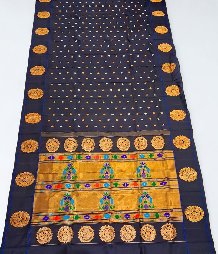 Midnight blue silk paithani saree