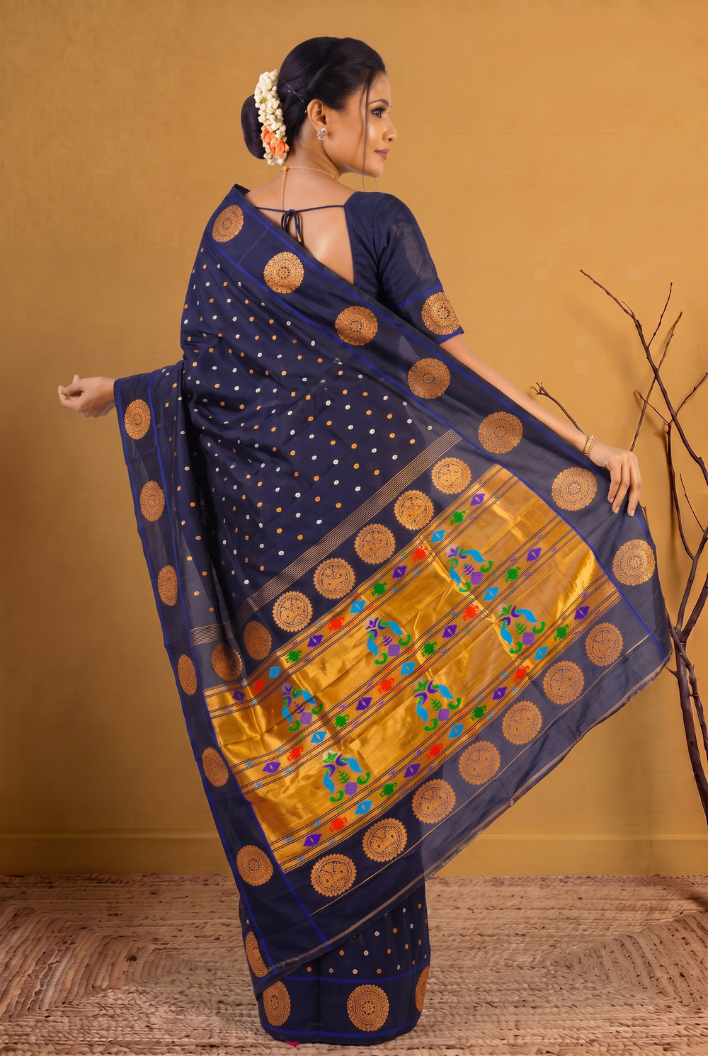  Authentic Midnight Blue Silk Paithani 