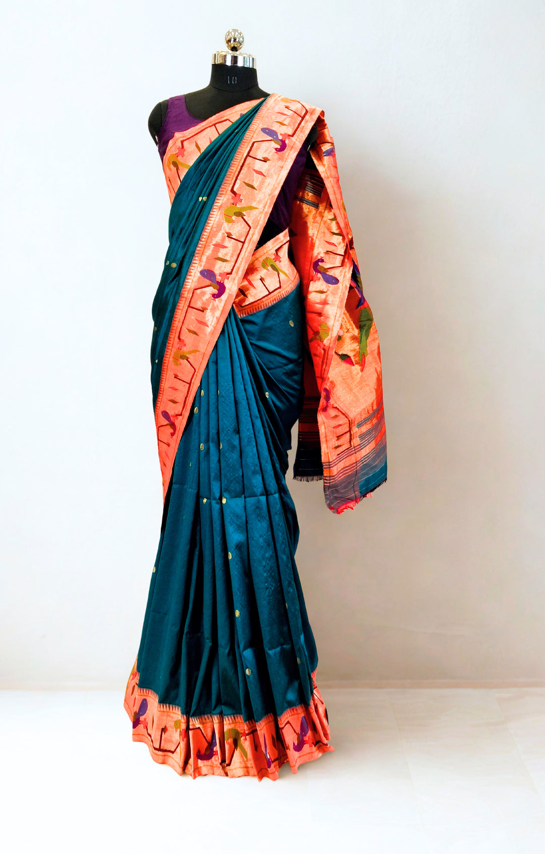Peacock Blue Silk Paithani Online