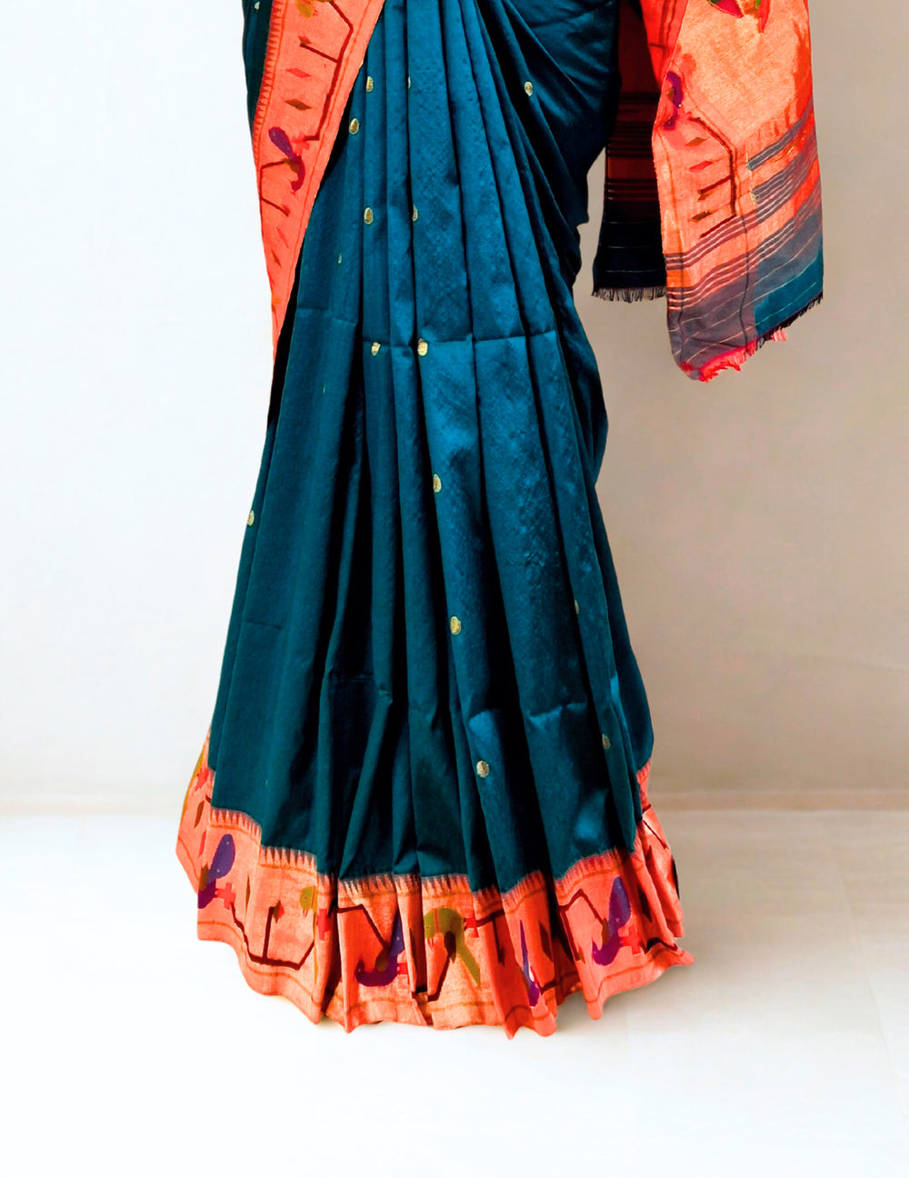 Peacock Blue Silk Paithani Online