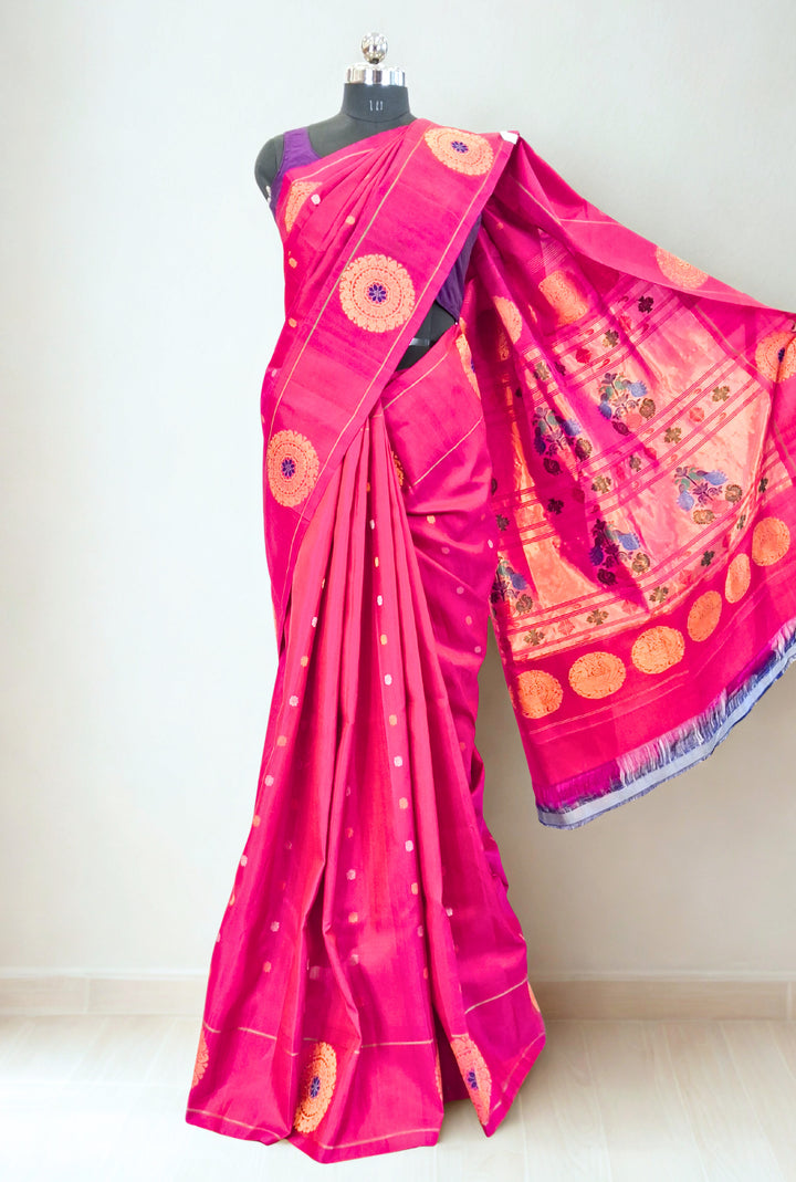 Pink Paithani Saree with Gold Zari