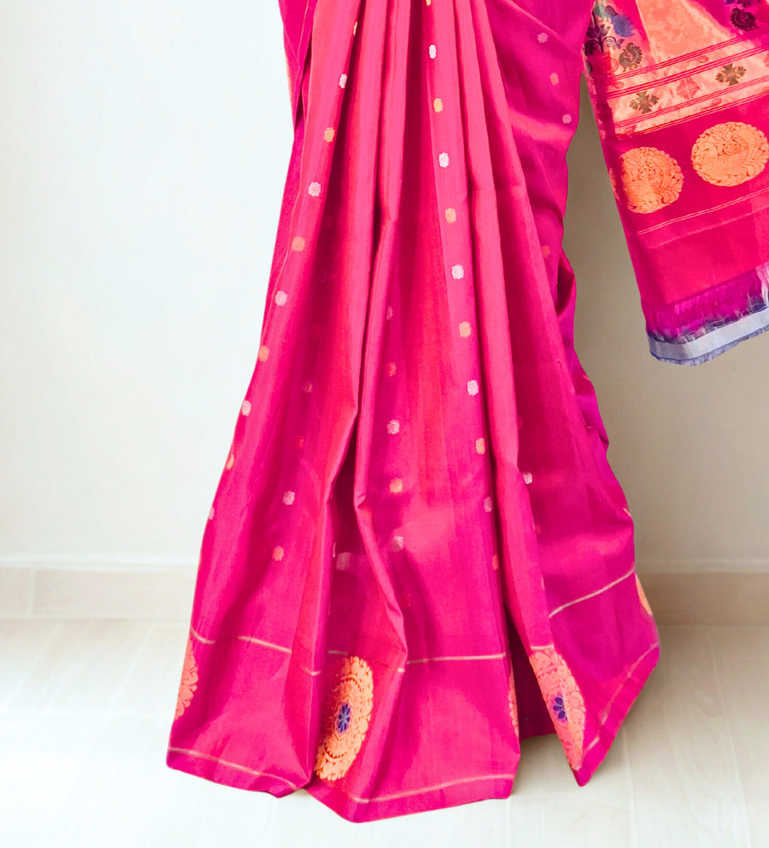 Pink Paithani Saree with Gold Zari