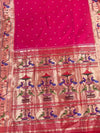 Pink Parrot and Peacock Border Silk Paithani Saree