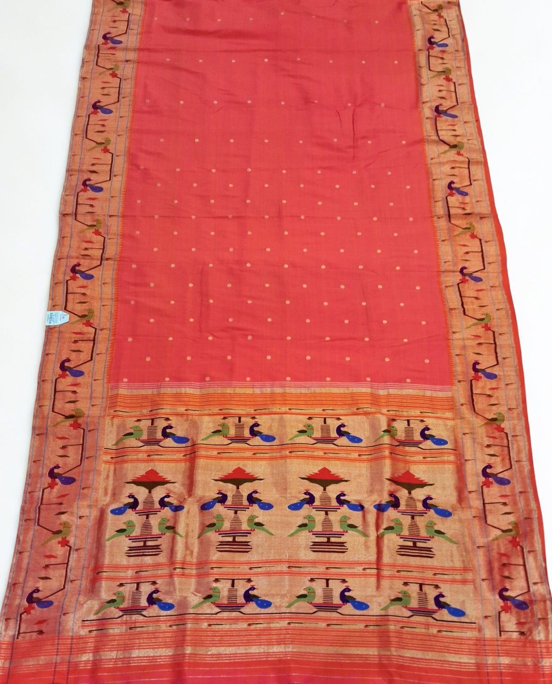 Carrot Pink Silk Paithani Saree