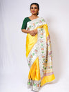 Butterscotch Yellow Paithani with Lotus Zari Border