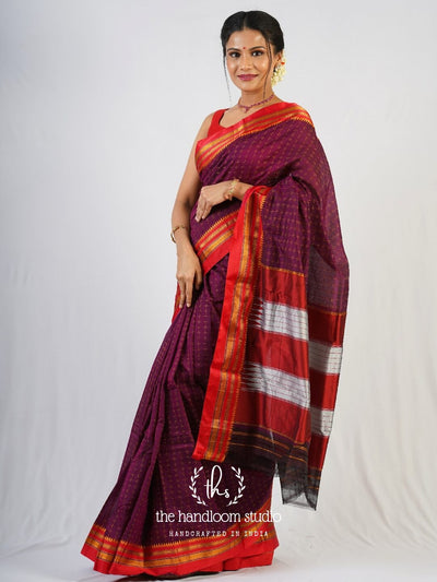 Purple cotton silk ilkal saree