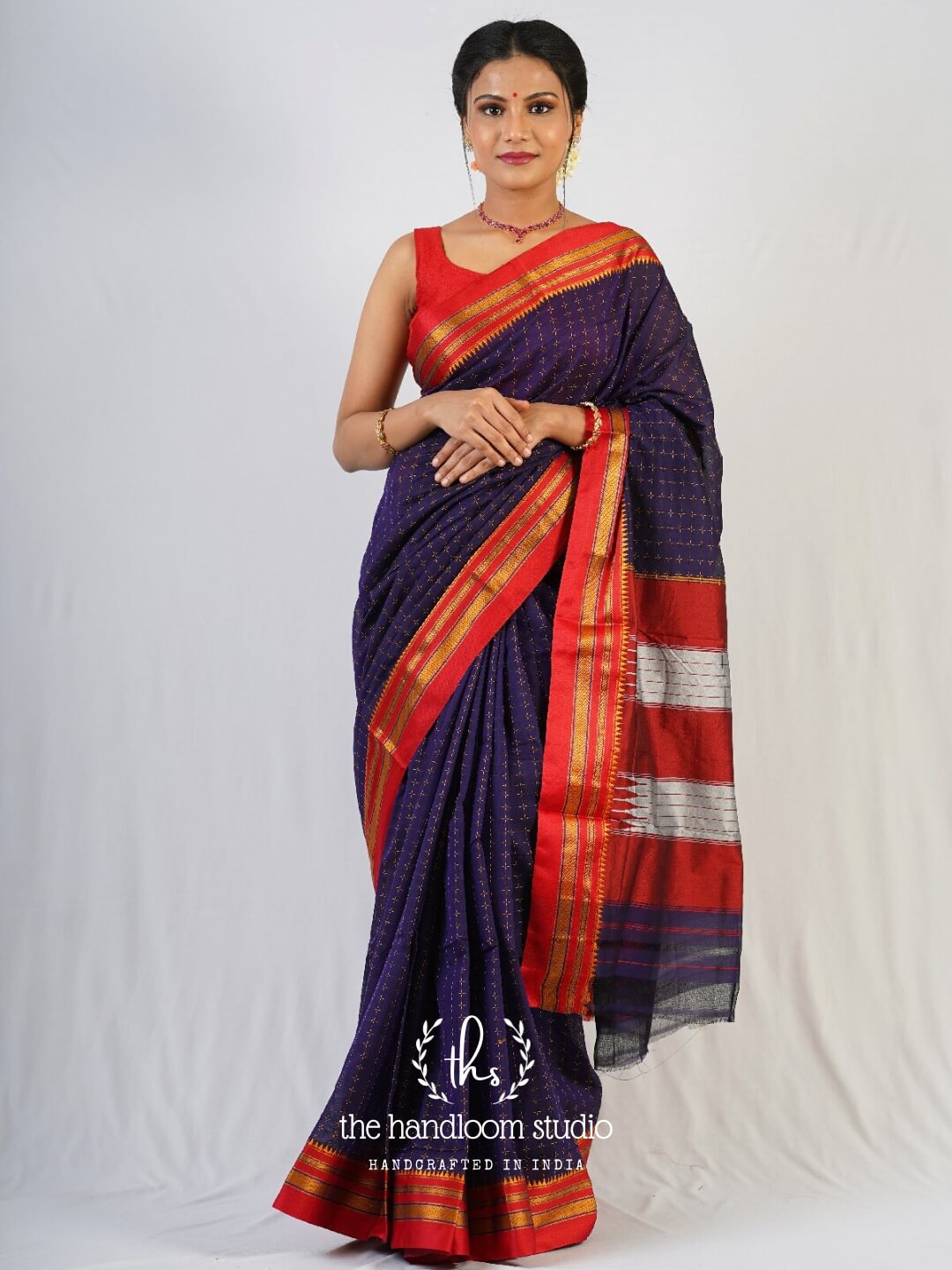 Buy Very Much Indian Traditional Patteda Anchu Ilkal Handloom Saree~ Blue  at Amazon.in