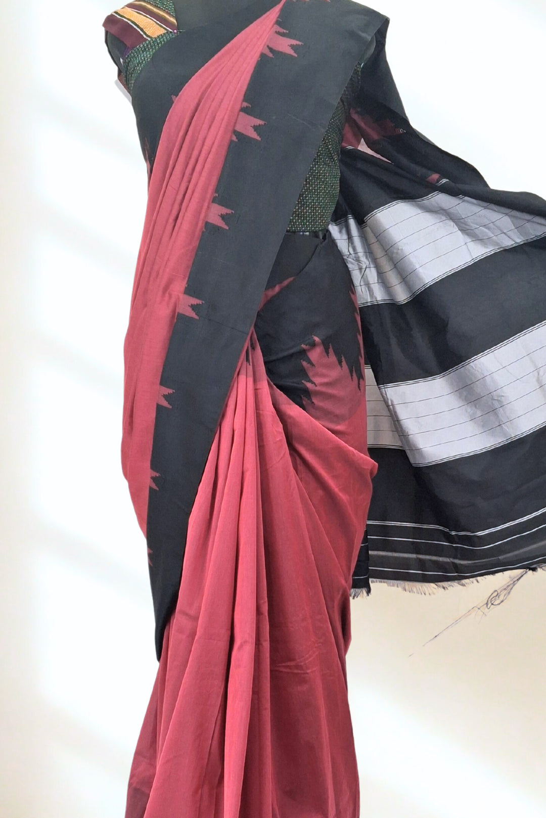 Reddish pink cotton silk ilkal saree