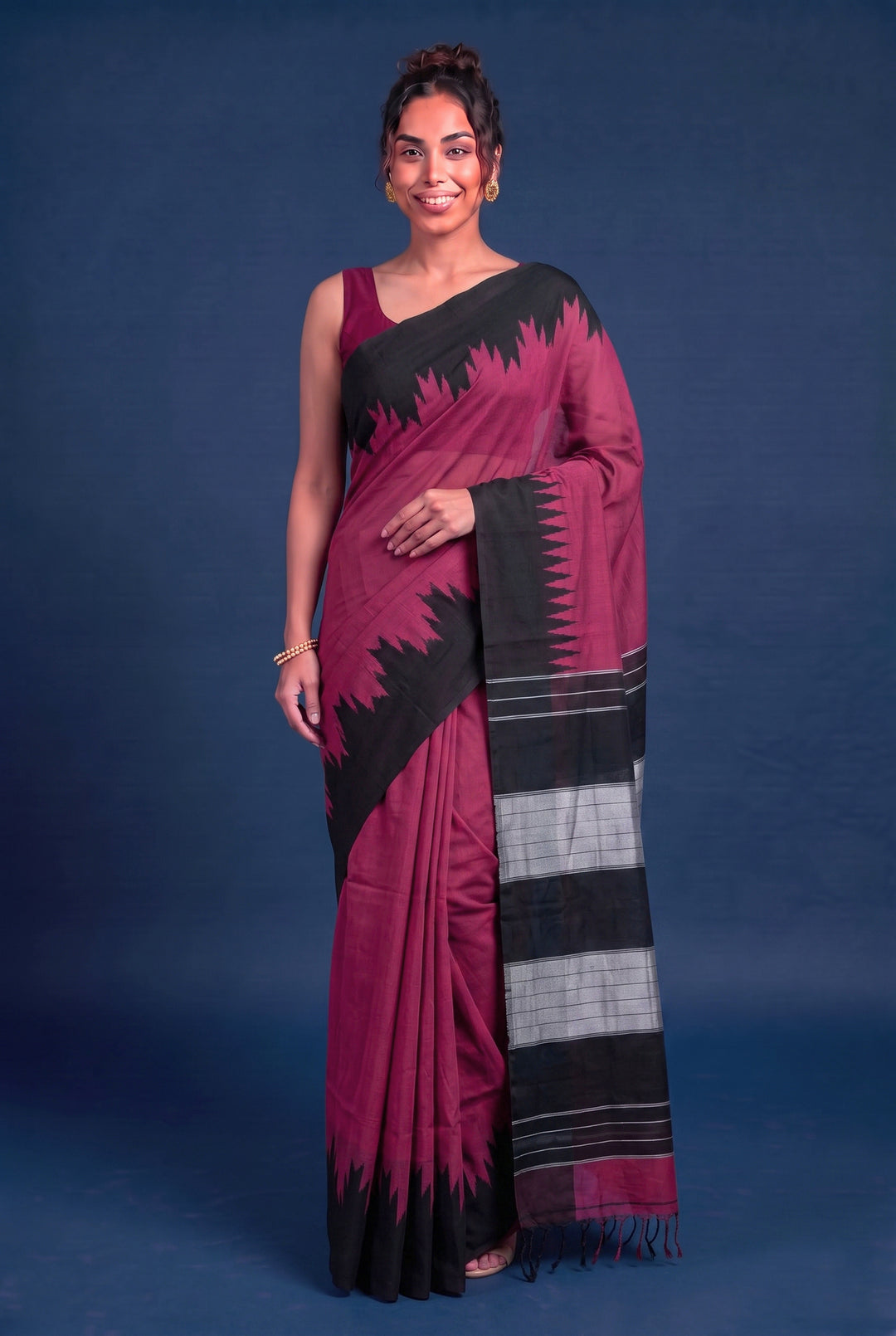 Reddish Pink Cotton Silk Ilkal Saree