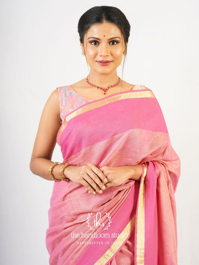 Light pink pure cotton jamdani saree