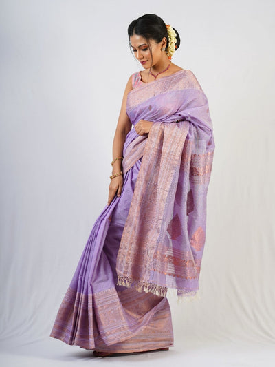 Lavender cotton jamdani saree
