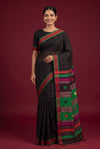 Black Checks Cotton Silk Saree