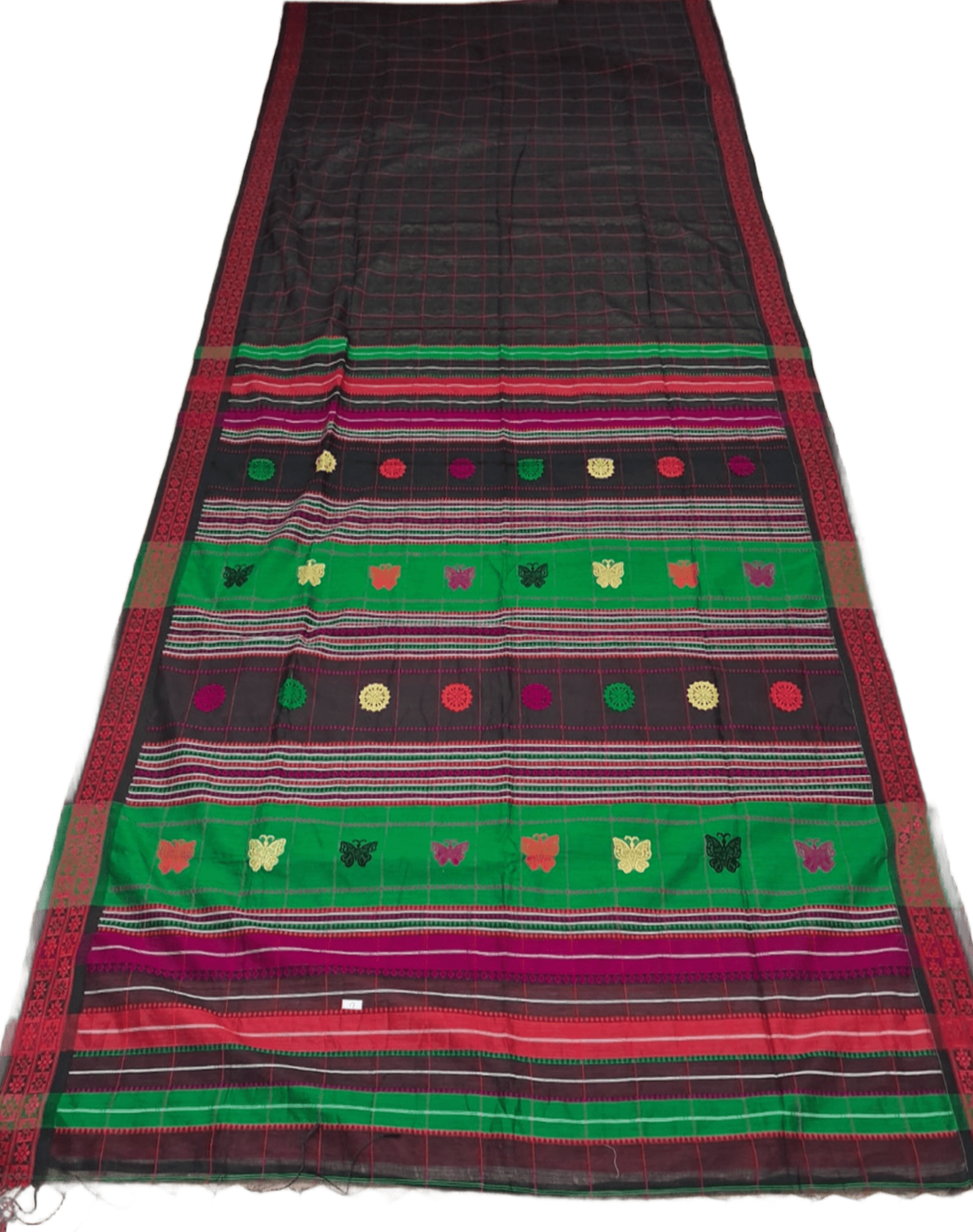 Black Checks Cotton Silk Saree