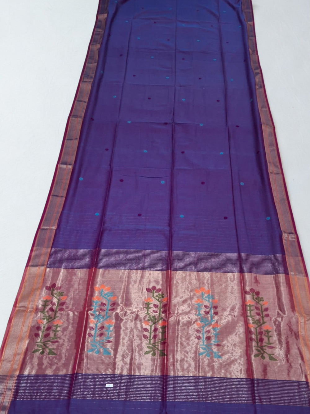 Violet Dhakai Cotton Silk Saree
