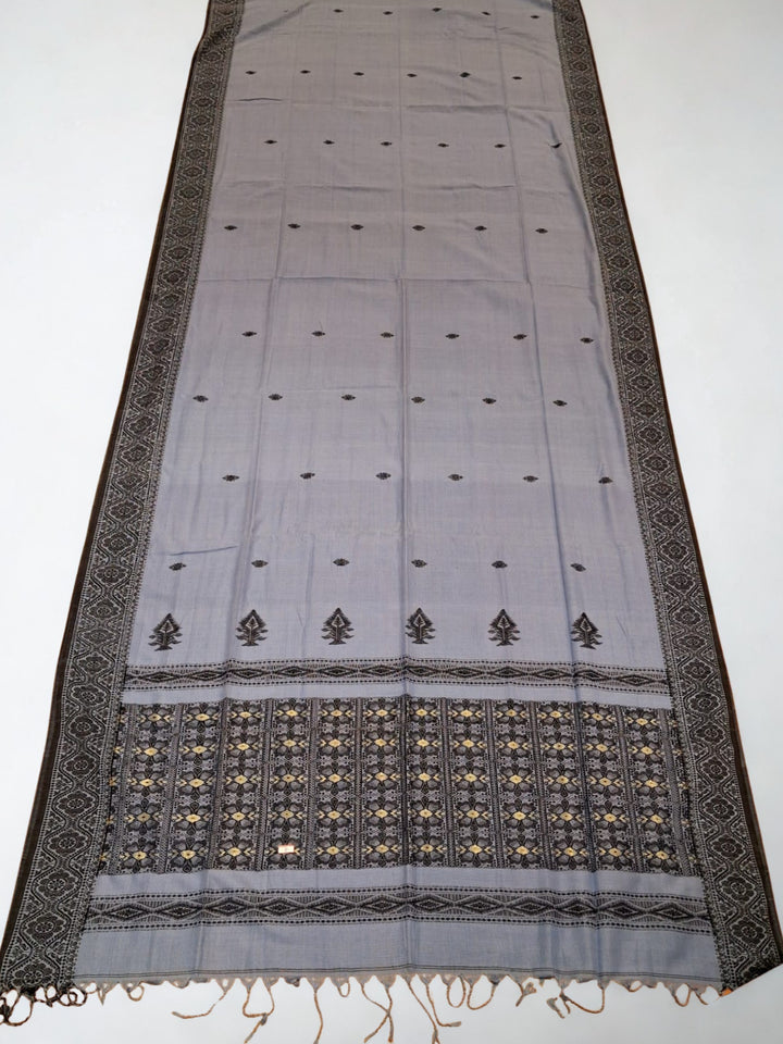 Lavender Blue Cotton Dhakai Saree